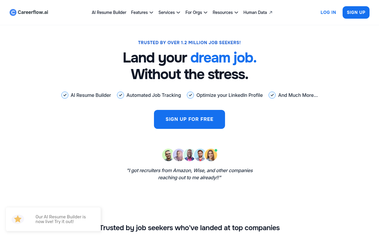 Careerflow homepage
