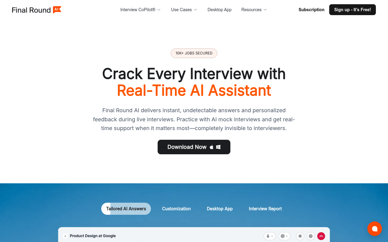 Final Round AI homepage