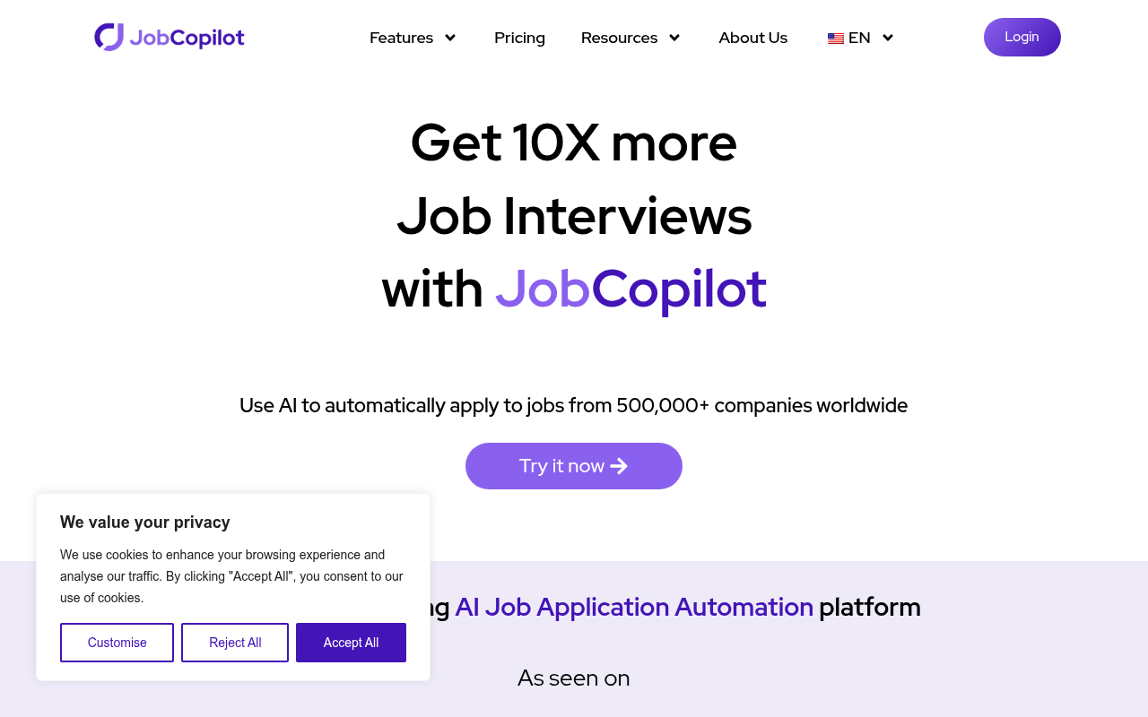 JobCopilot homepage