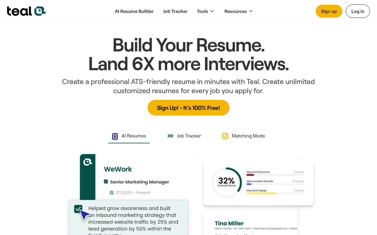 Teal homepage